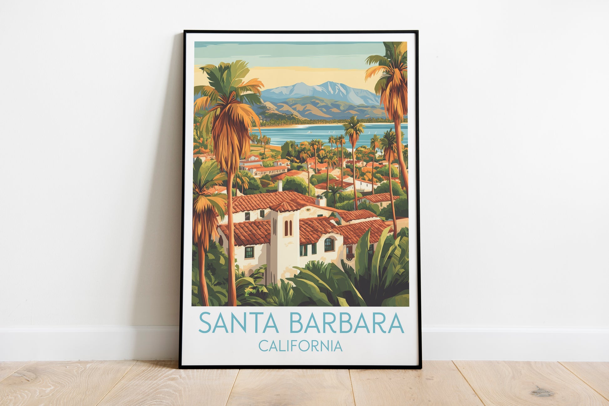 Santa Barbara travel poster on the ground California