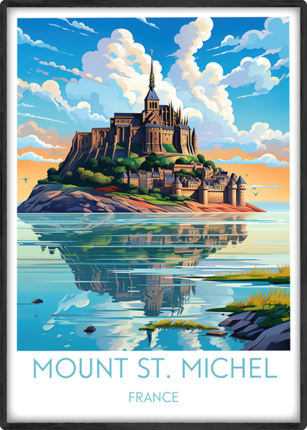 mount st michel travel poster main france