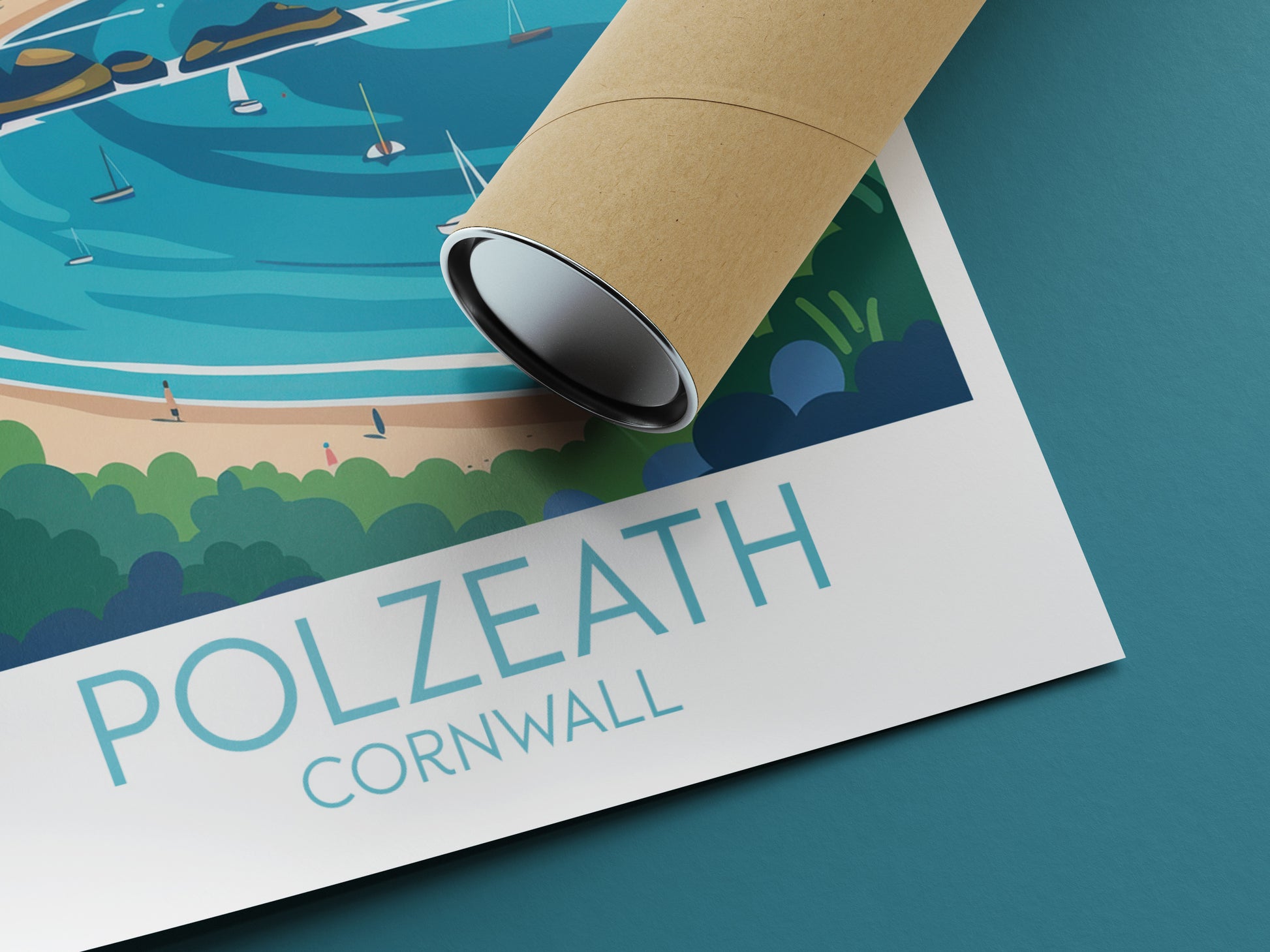 Polzeath travel poster rolled Cornwall