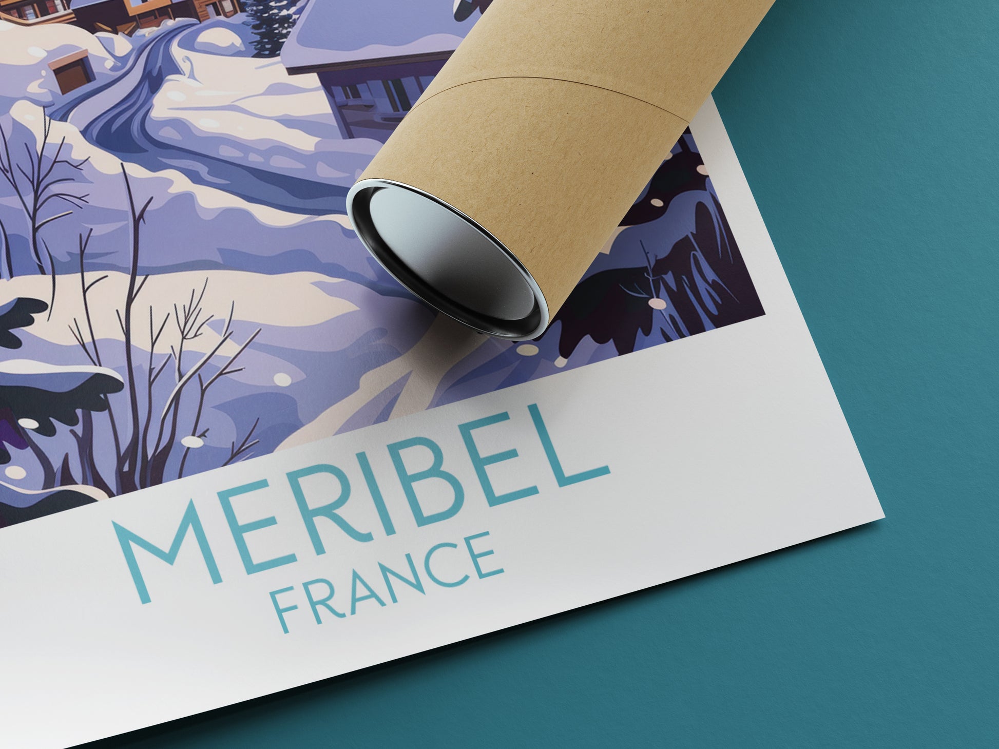 Meribel travel poster rolled France