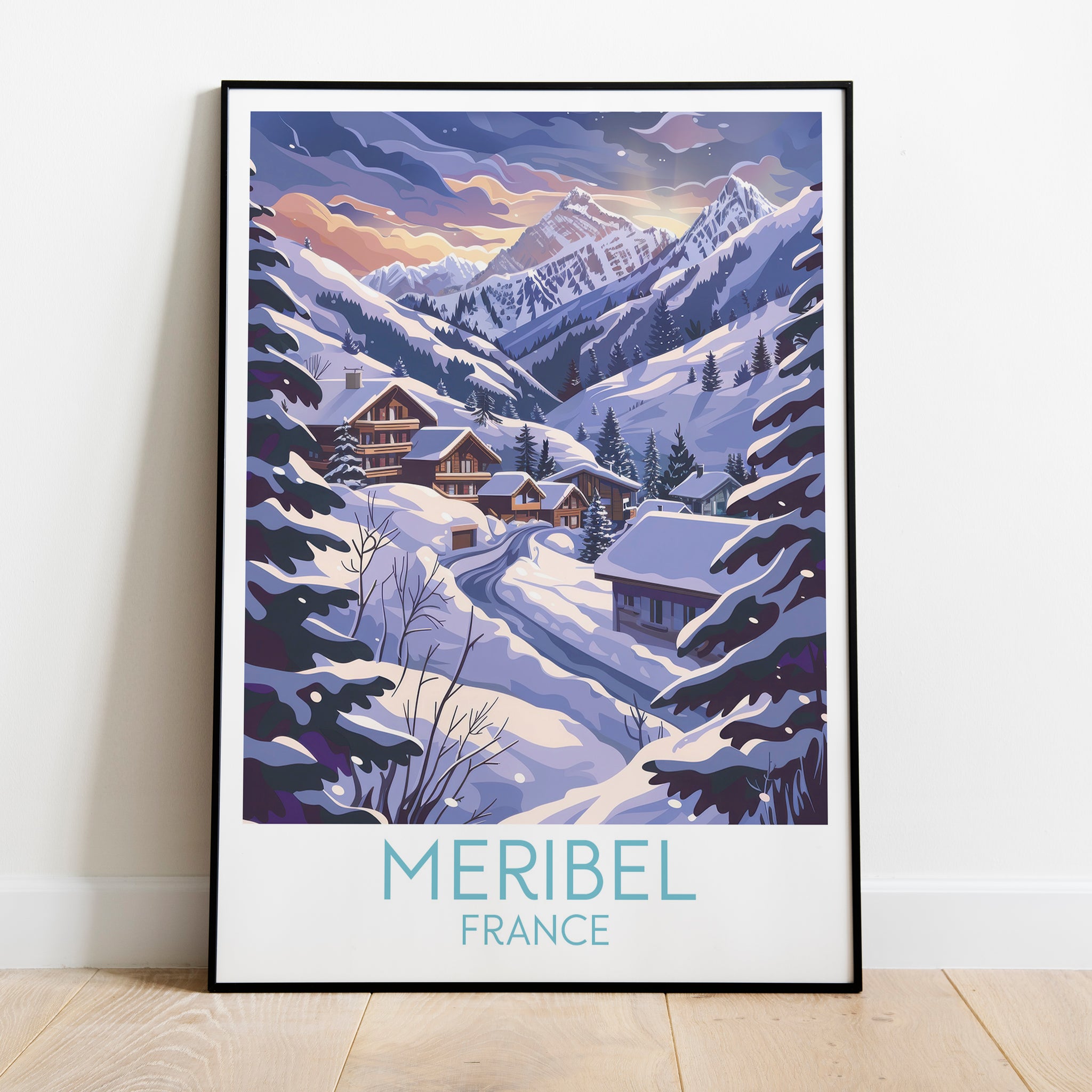 Meribel travel poster on the ground France