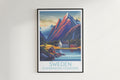 Sweden travel poster on the wall Scandinavian mountains