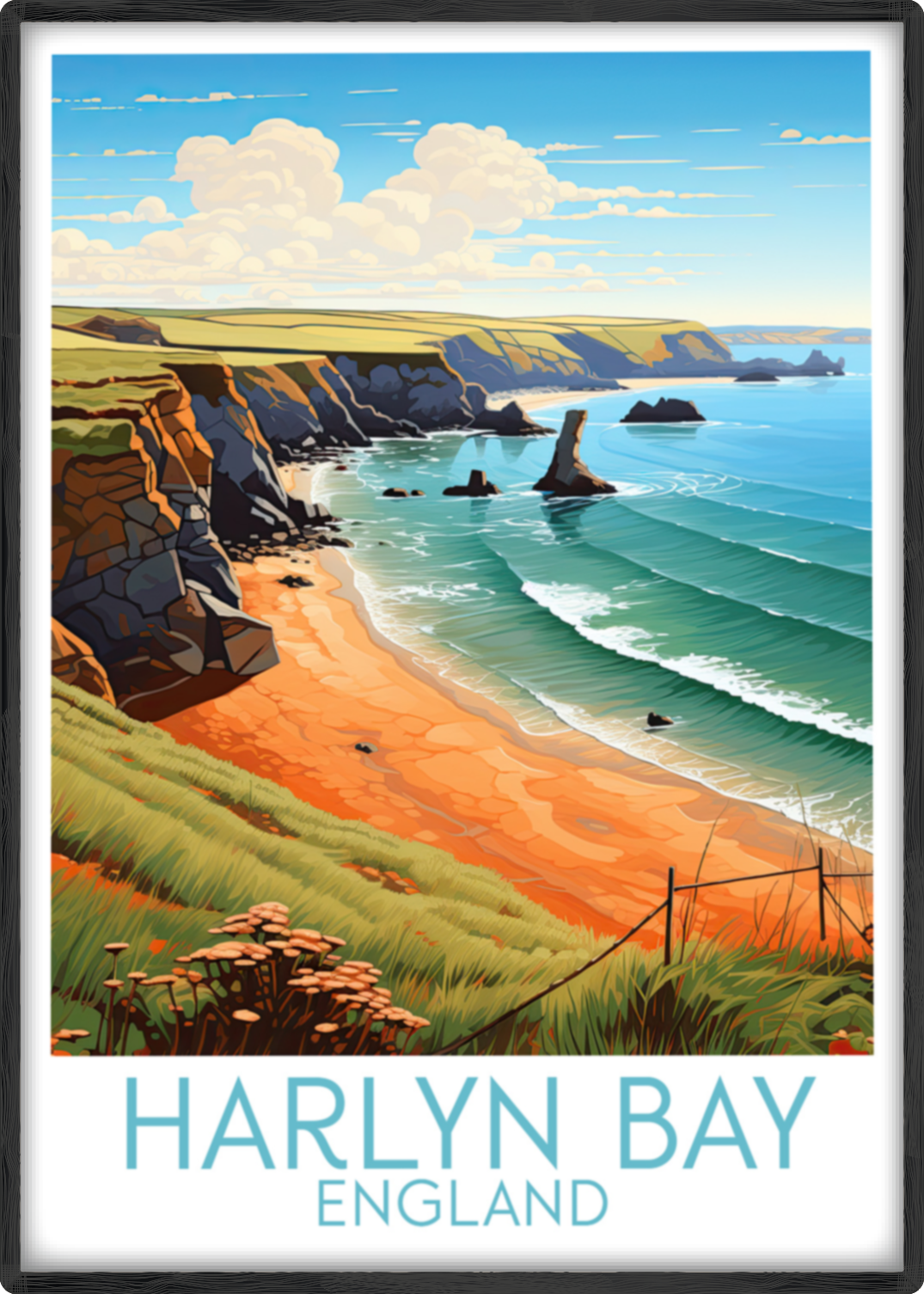 harlyn bay travel poster main england