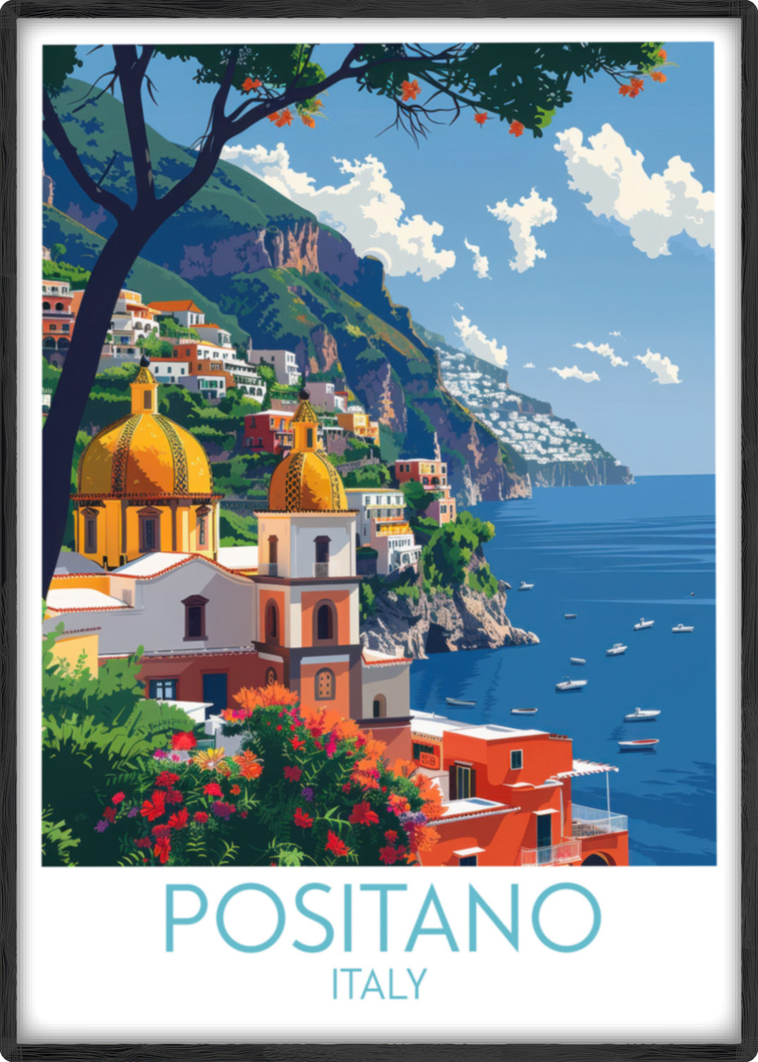 Positano travel poster main Italy