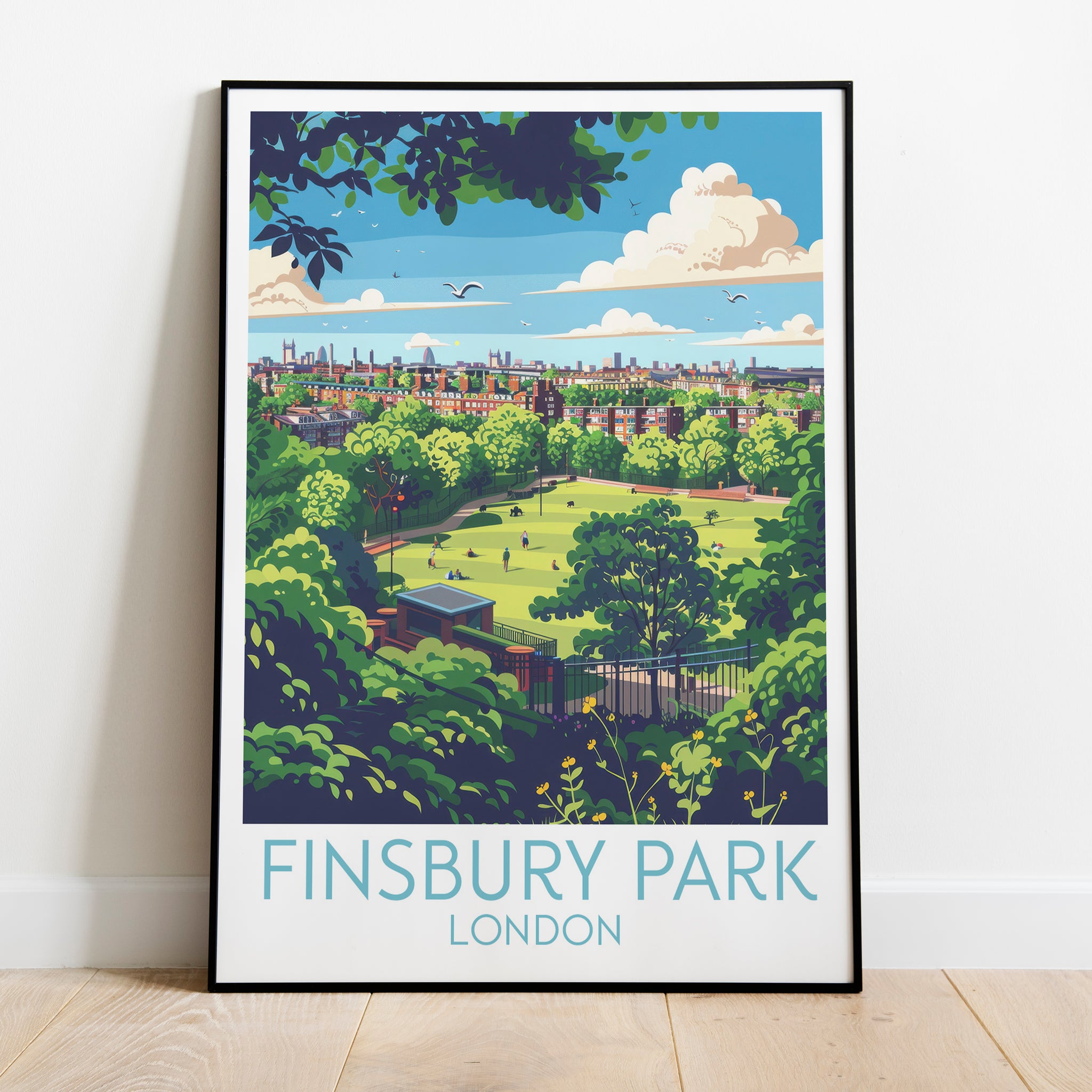 Finsbury Park travel poster on the ground London