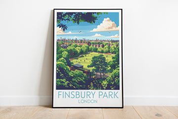 Finsbury Park travel poster on the ground London