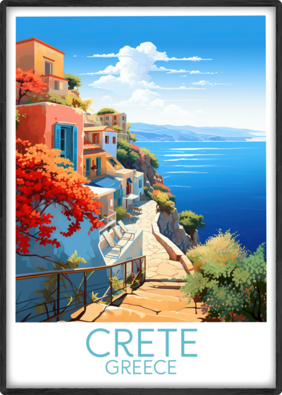 crete travel poster main greece