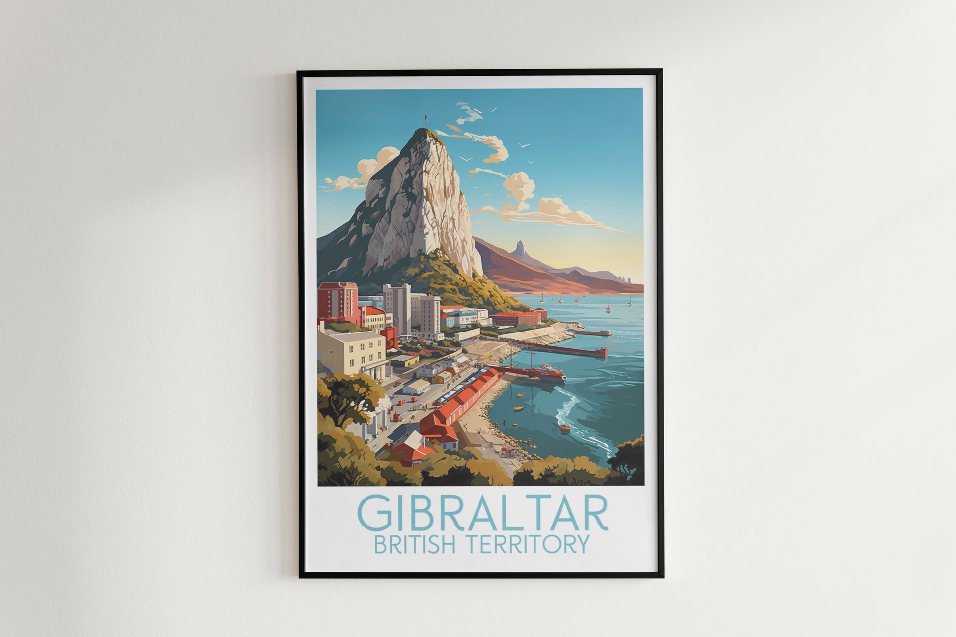 Gibraltar travel poster on the wall British Territory