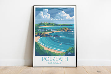 Polzeath travel poster on the ground Cornwall