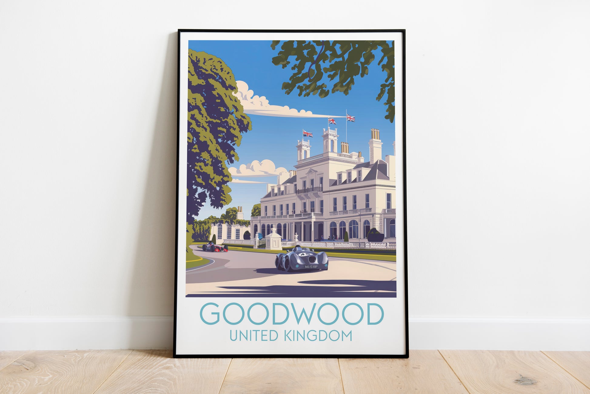 Goodwood travel poster on the ground United Kingdom