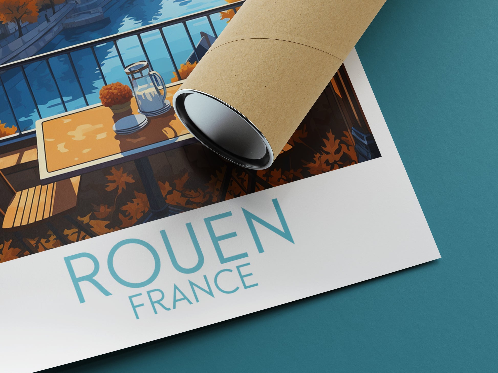 rouen travel poster rolled france