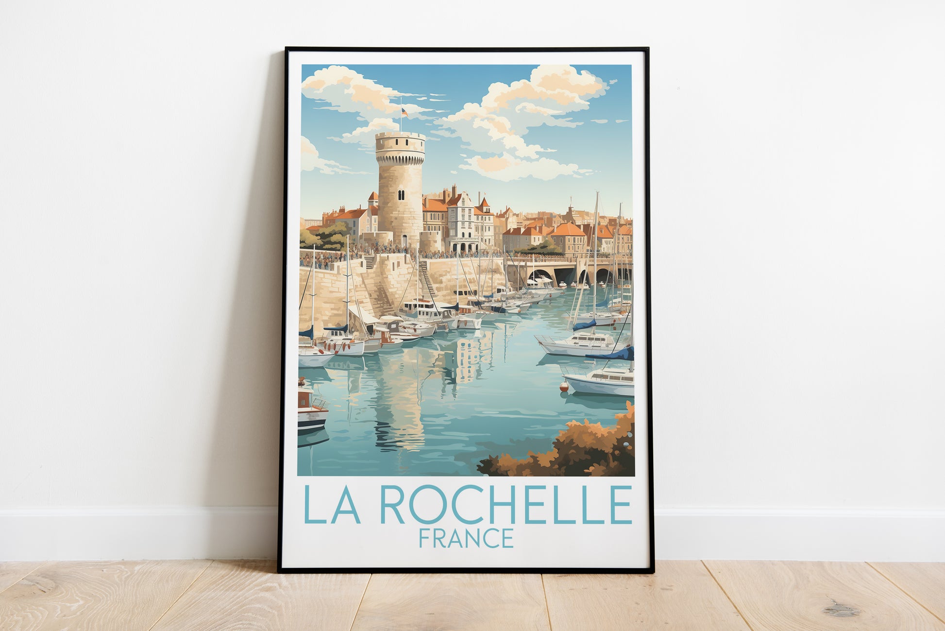 la rochelle travel poster on the ground france