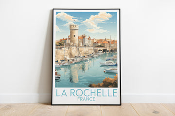 la rochelle travel poster on the ground france