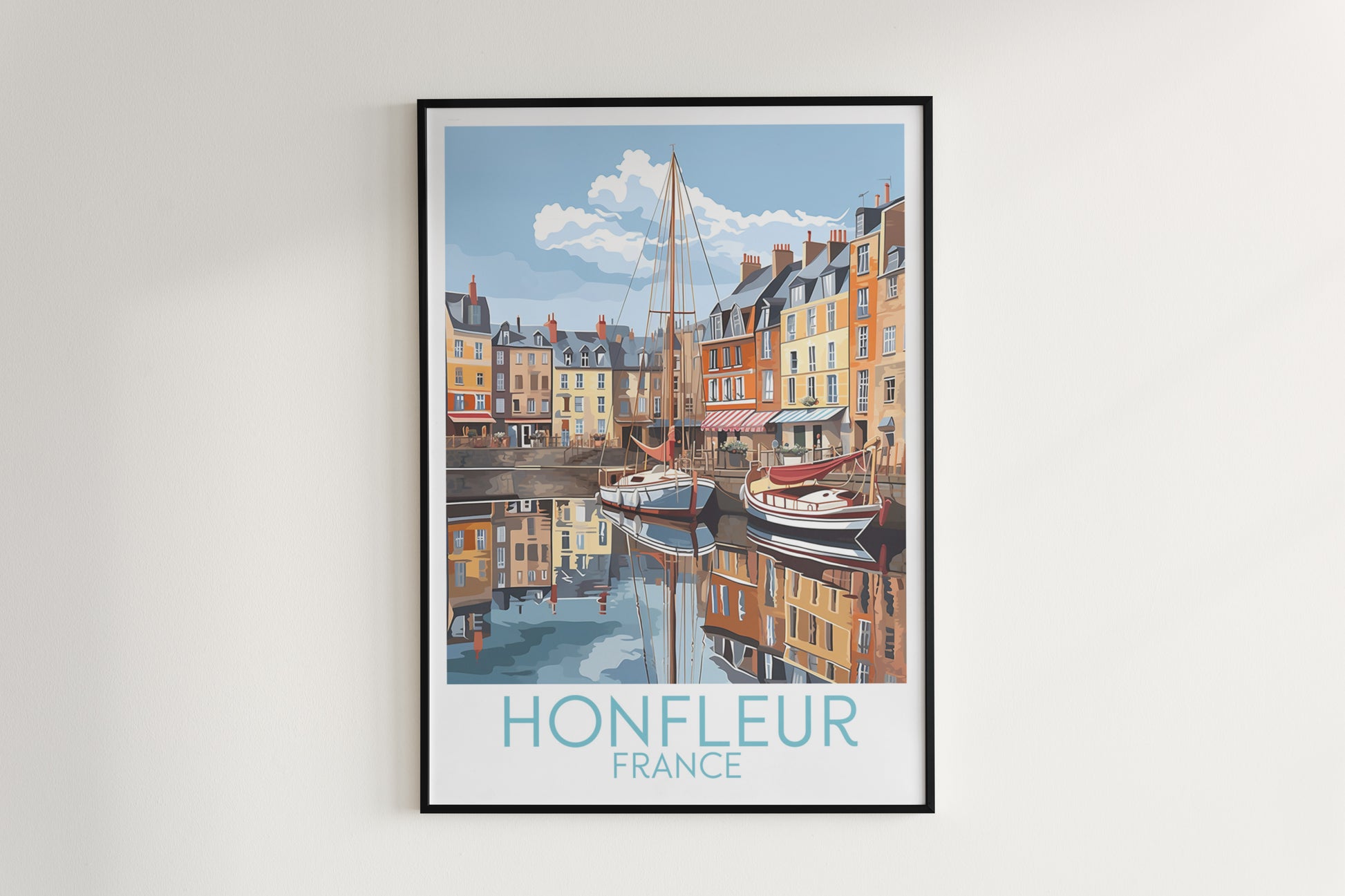 honfleur travel poster hanged on the wall france