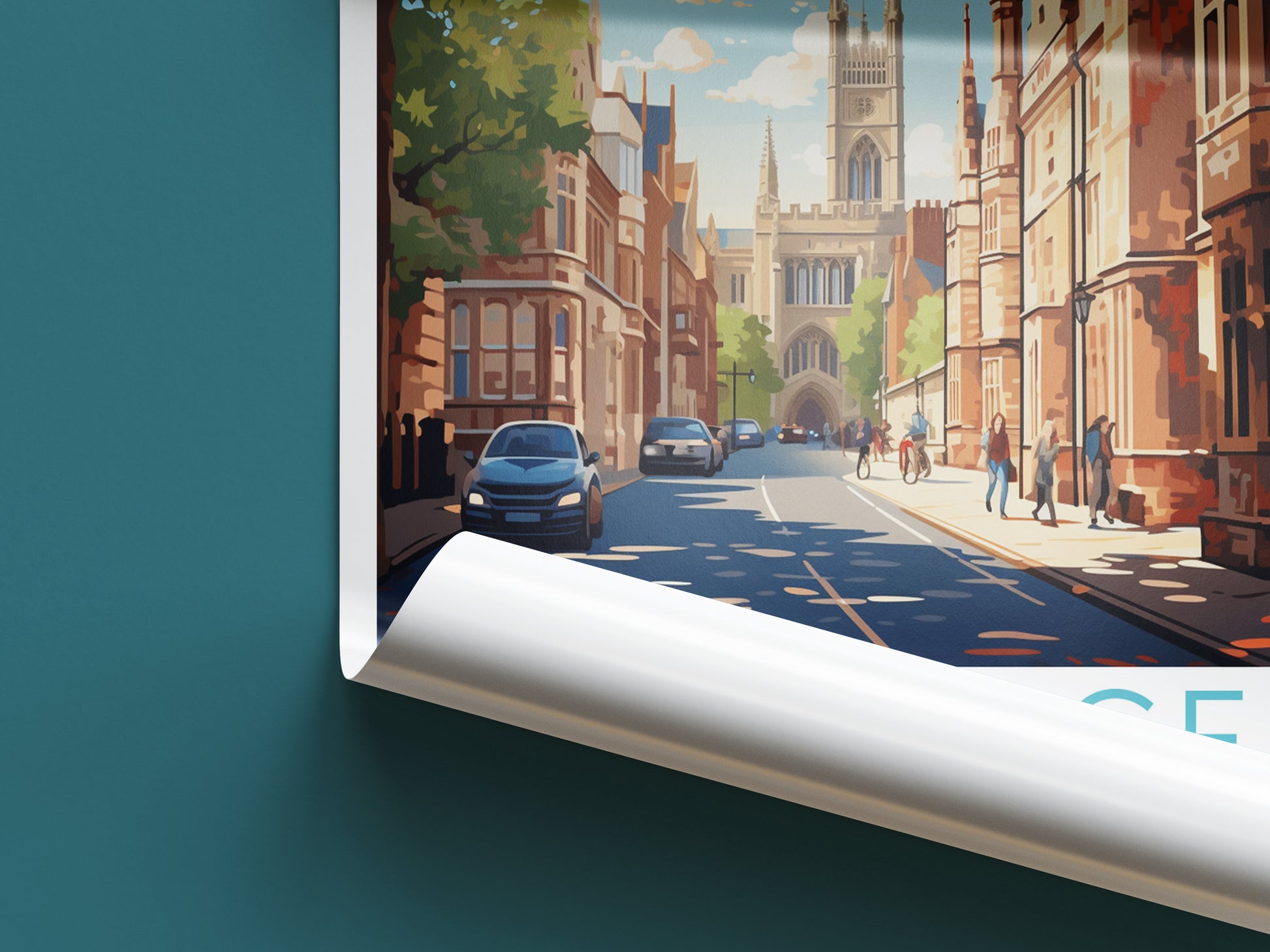 cambridge travel poster roll up england