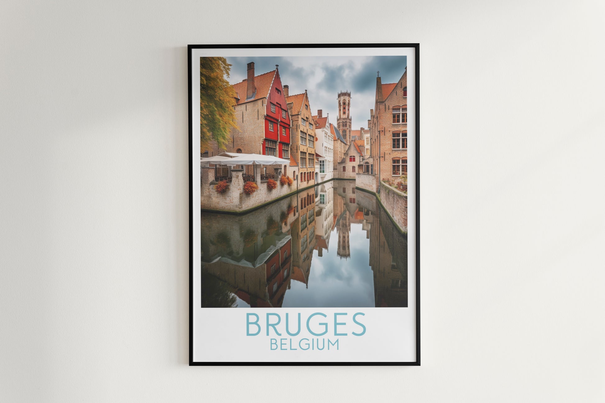 bruges travel poster hanged on the wall belgium