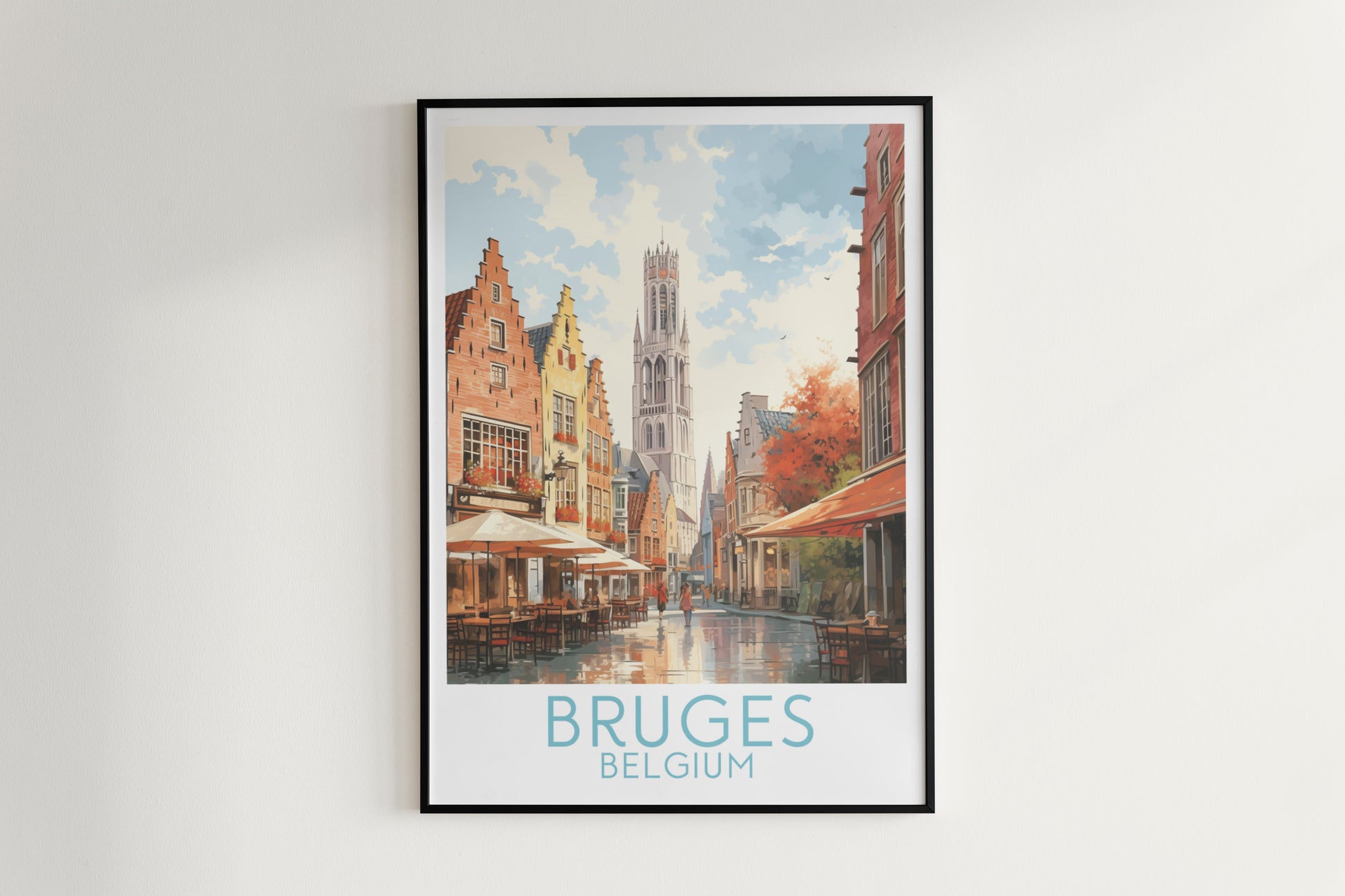 bruges travel poster hanged on the wall belgium