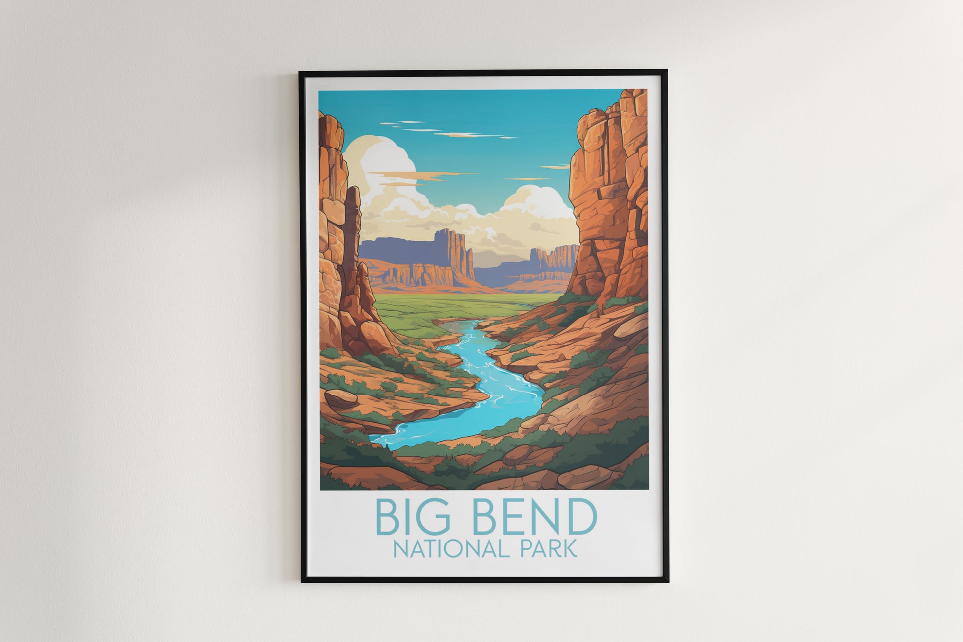 big bend travel poster hanged on the wall national park