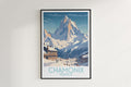 chamonix travel poster hanged on the wall france