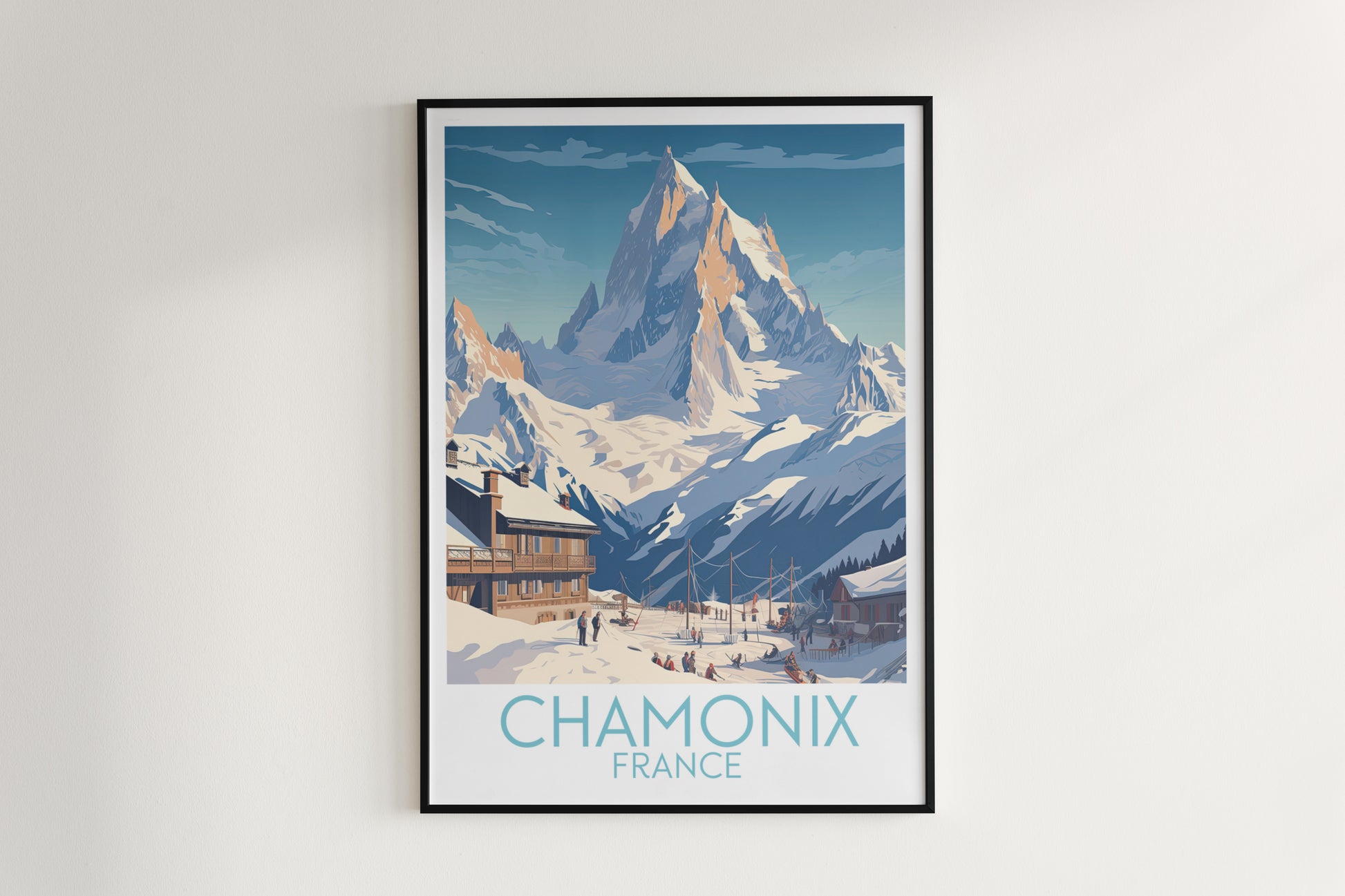 chamonix travel poster hanged on the wall france