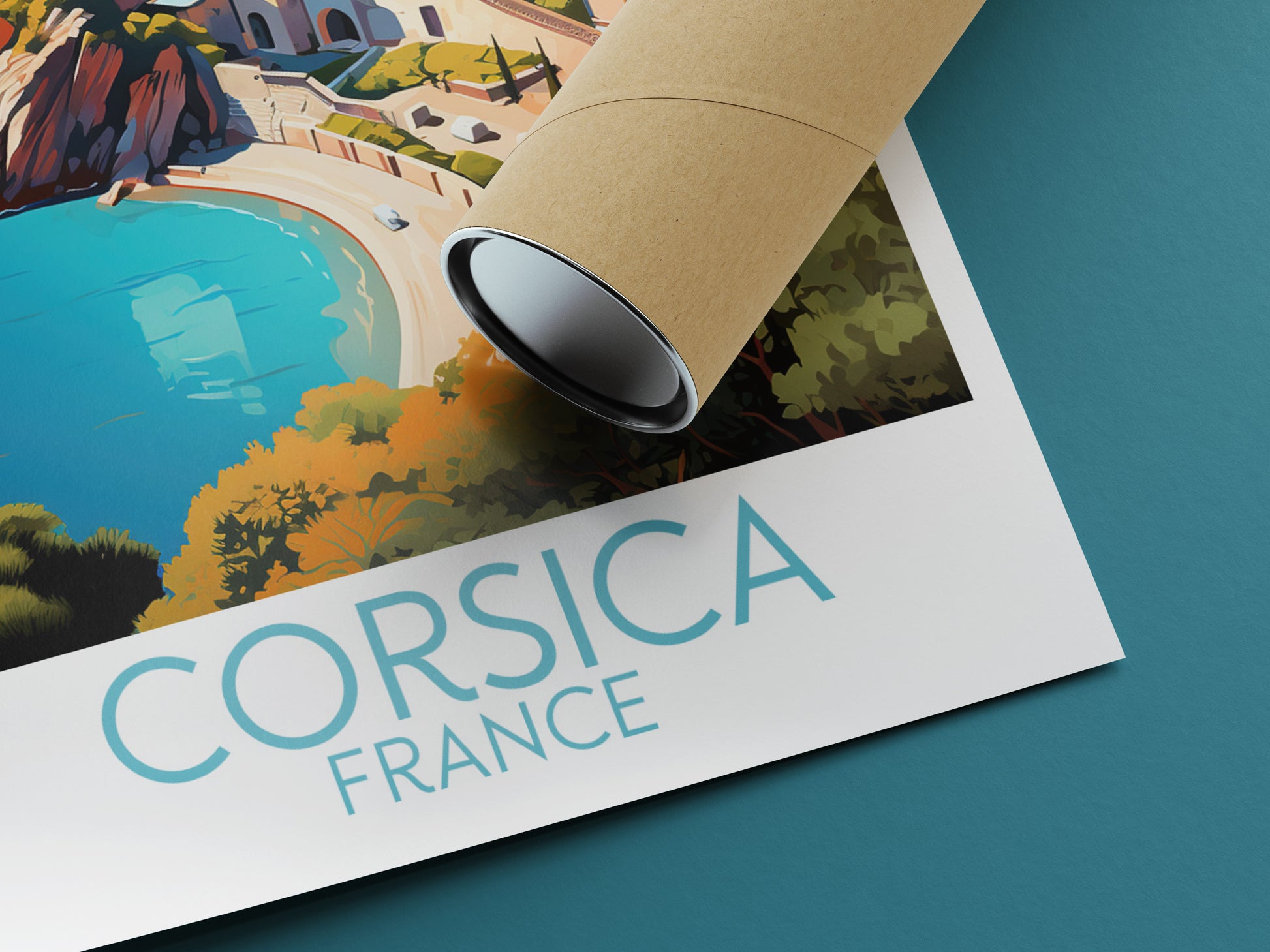 corsica travel poster rolled france