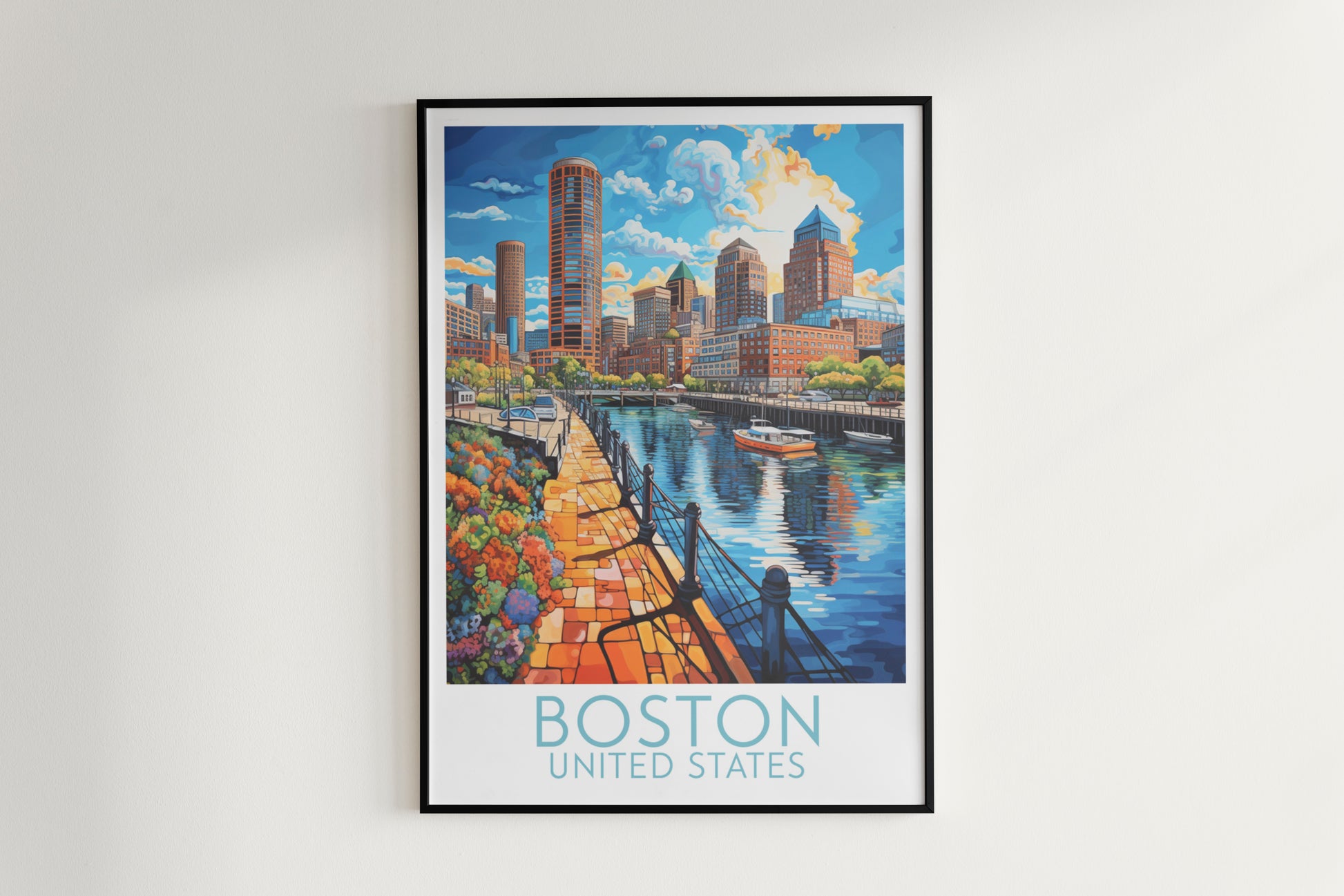 boston travel poster hanged on the wall united states