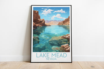 lake mead travel poster on the ground nevada