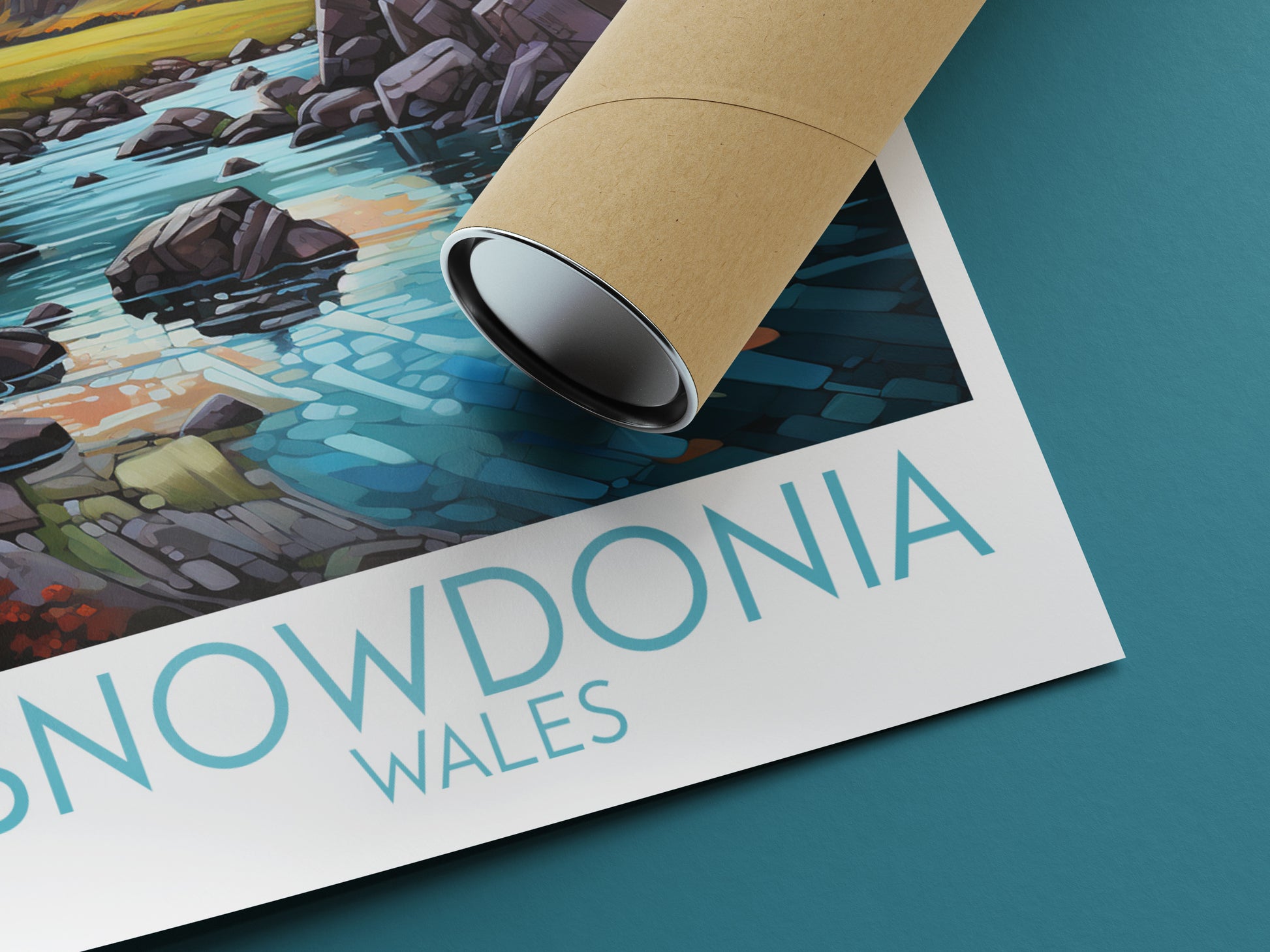 snowdonia travel poster rolled wales