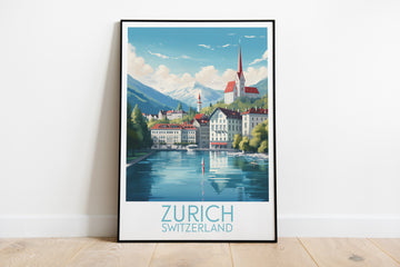 zurich travel poster on the ground switzerland