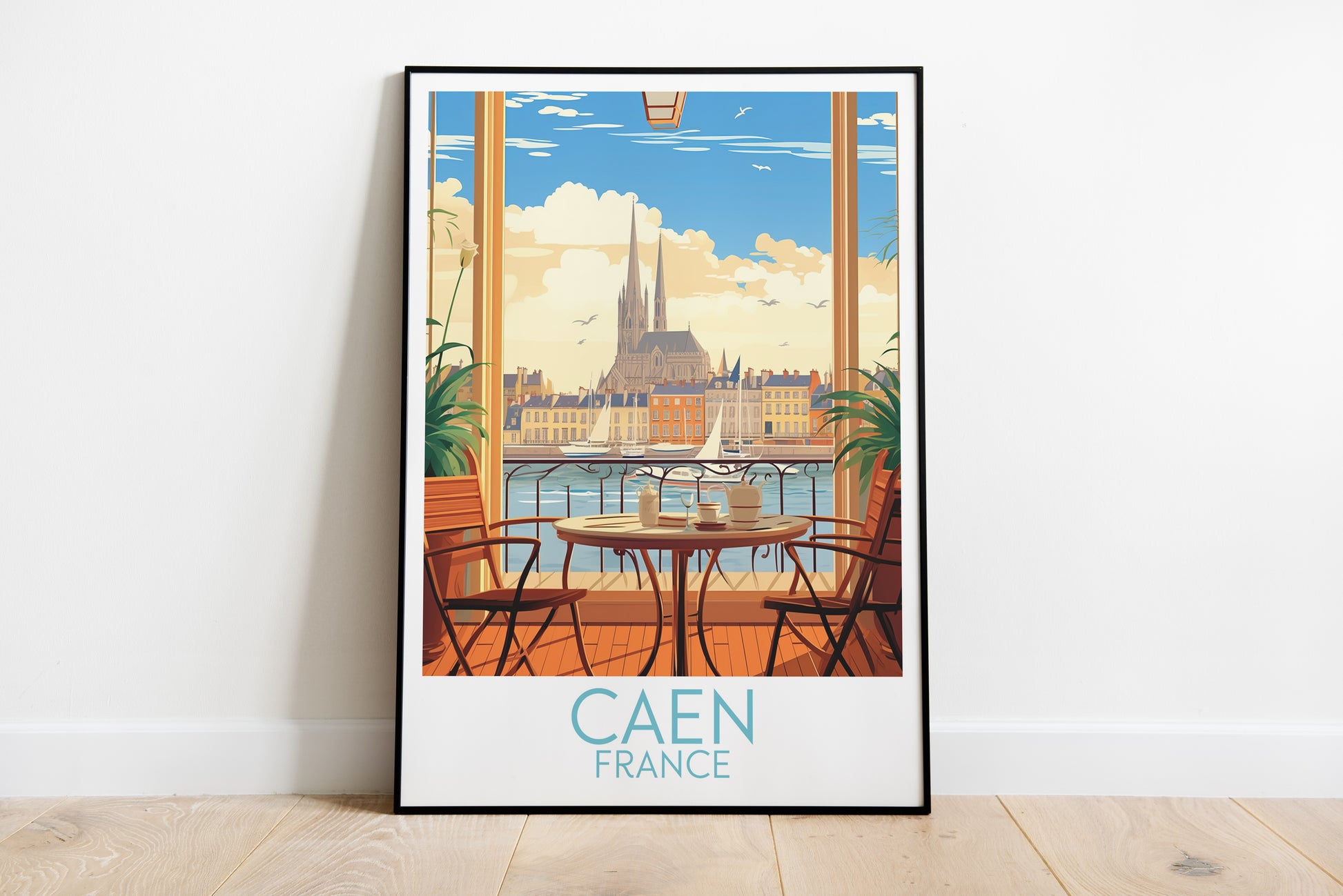 caen travel poster on the ground france