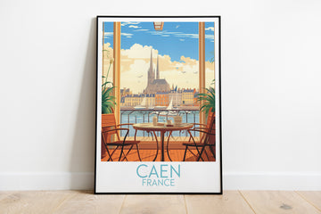 caen travel poster on the ground france