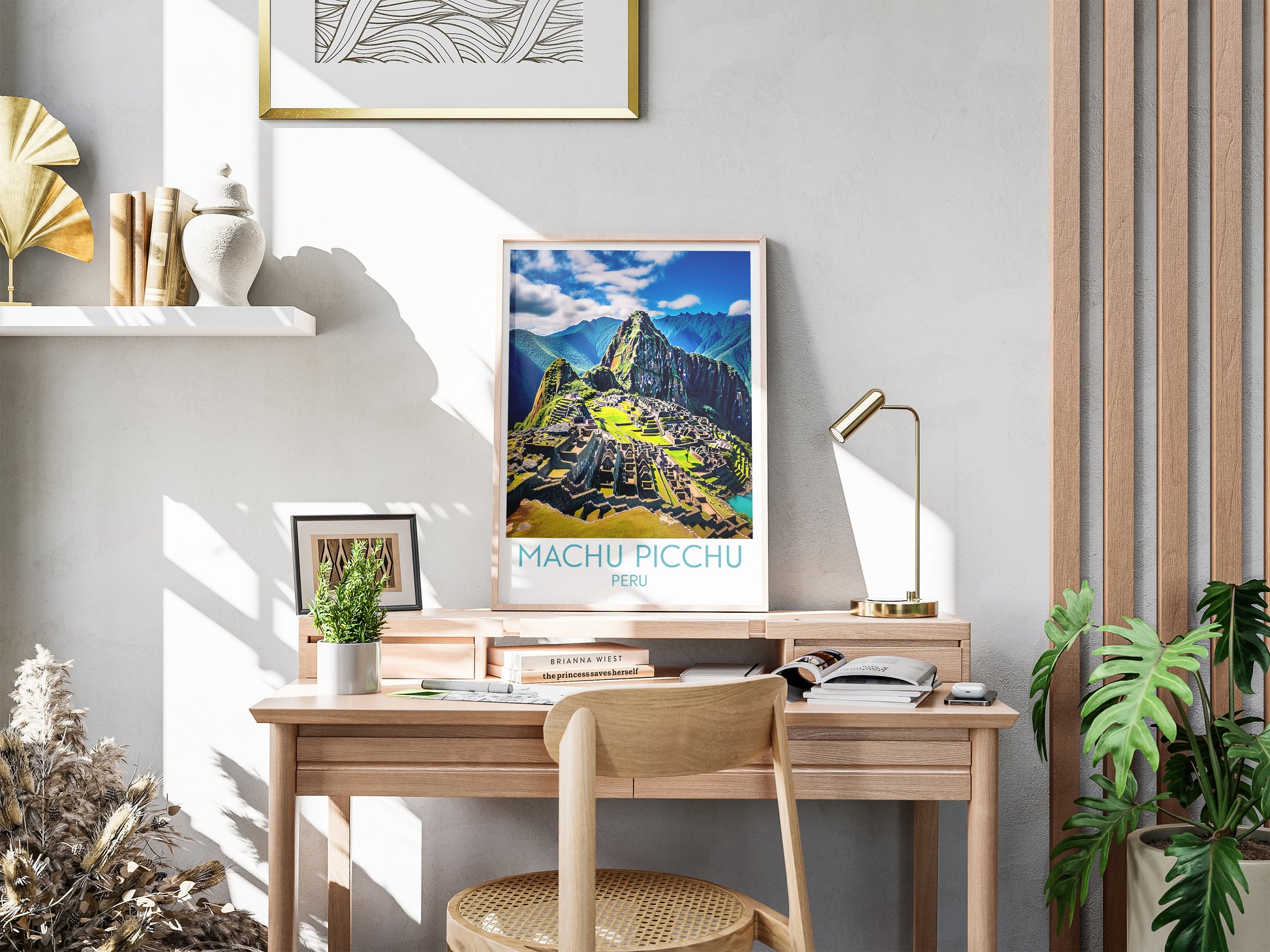 machu picchu travel poster for desk peru