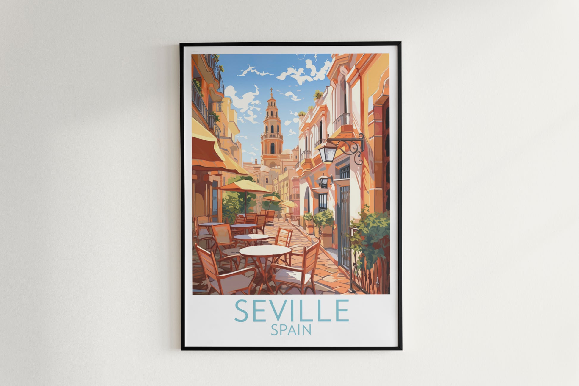 seville travel poster hanged on the wall spain