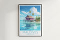 maldives travel poster hanged on the wall maldives