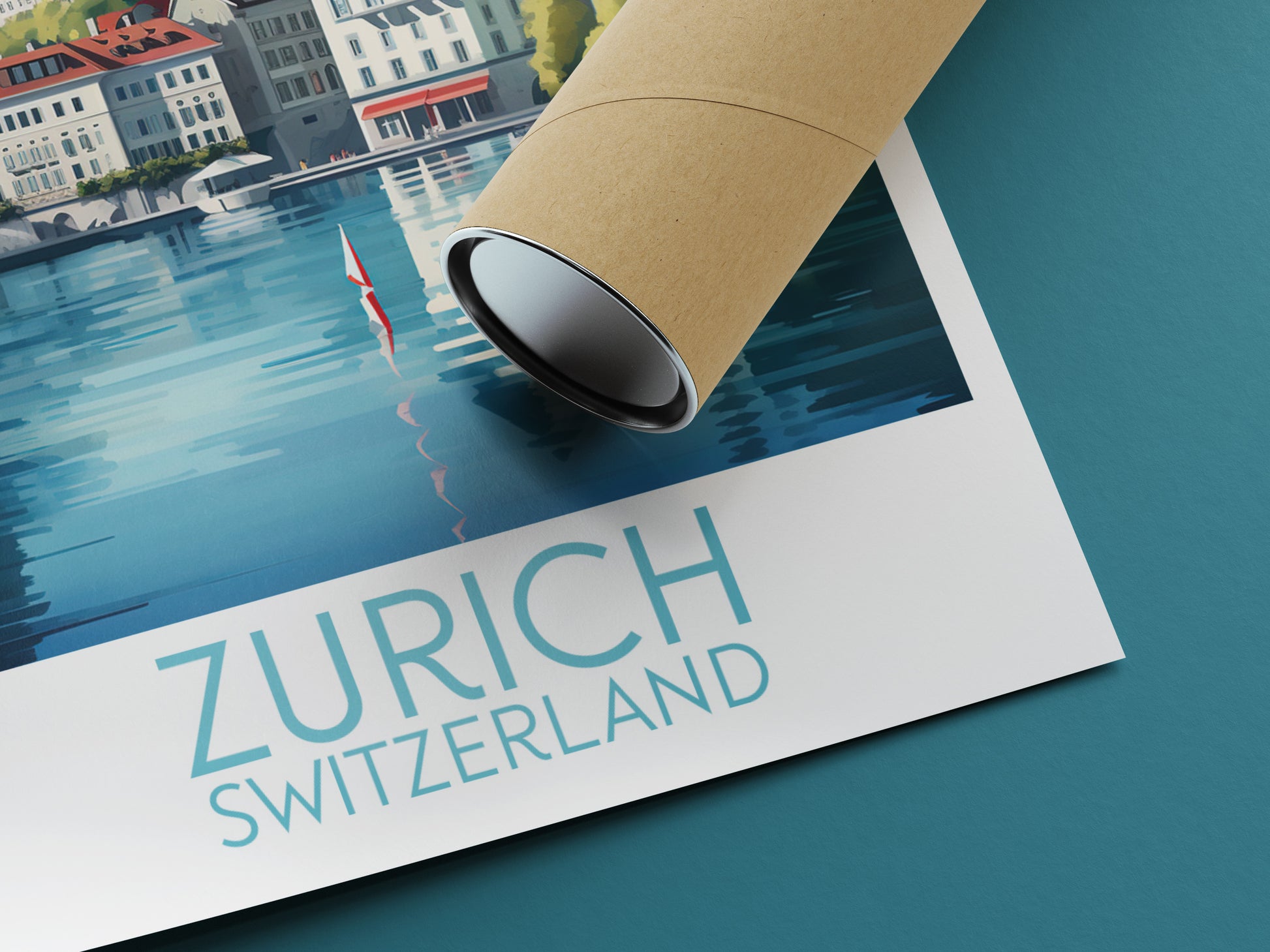 zurich travel poster rolled switzerland