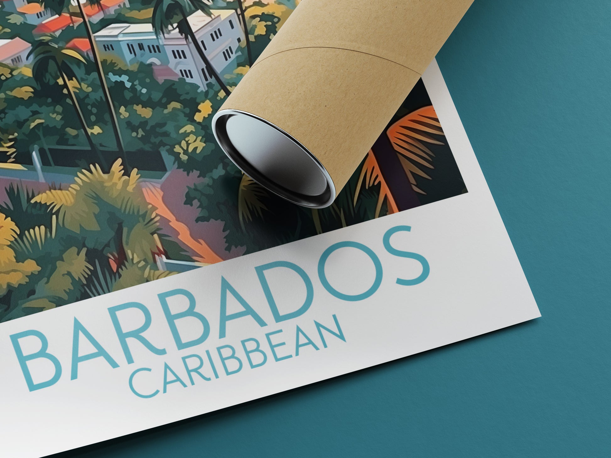 barbados travel poster rolled caribbean