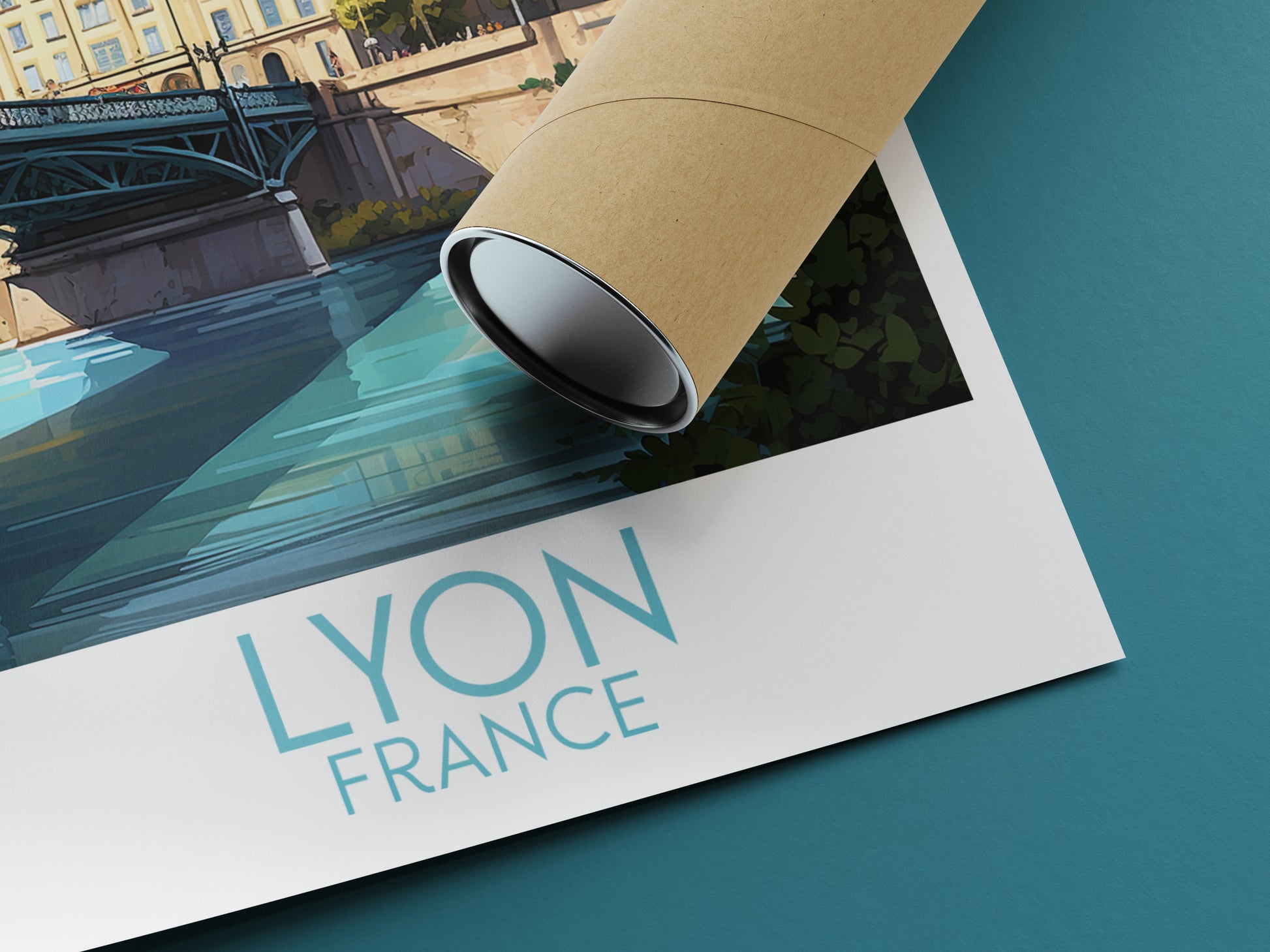 lyon travel poster rolled france