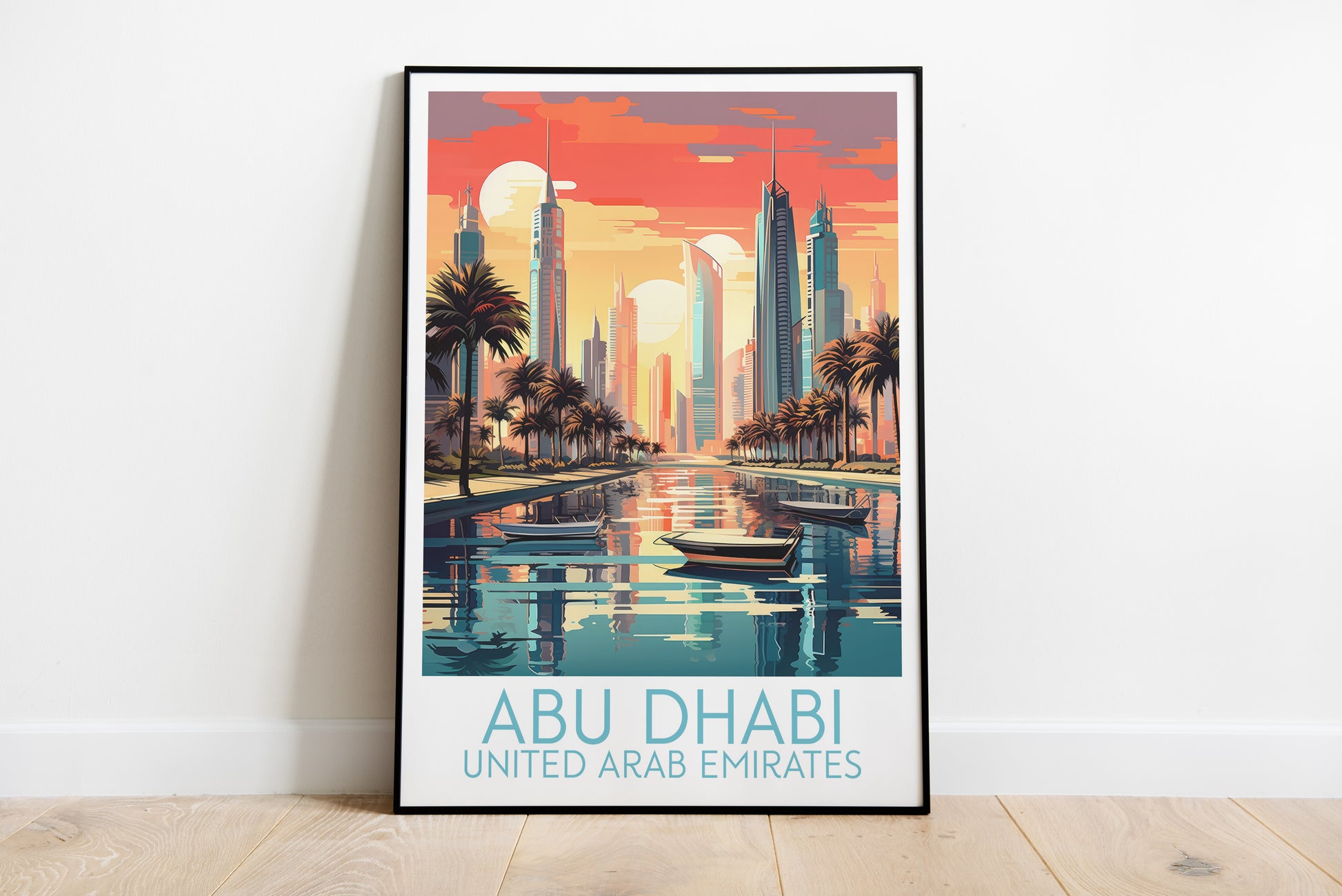 abu dhabi travel poster on the ground united arab emirates