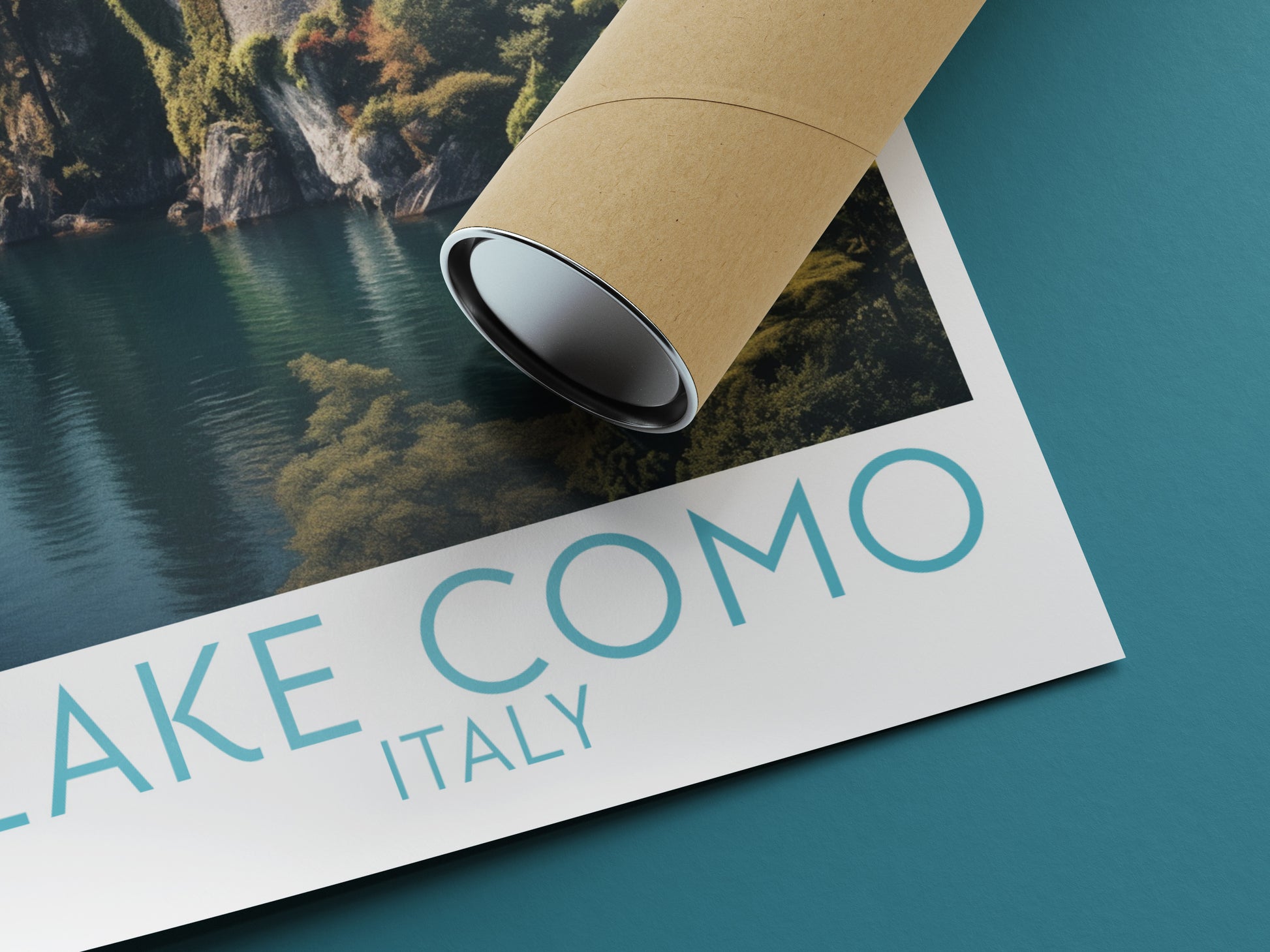 lake como travel poster rolled italy