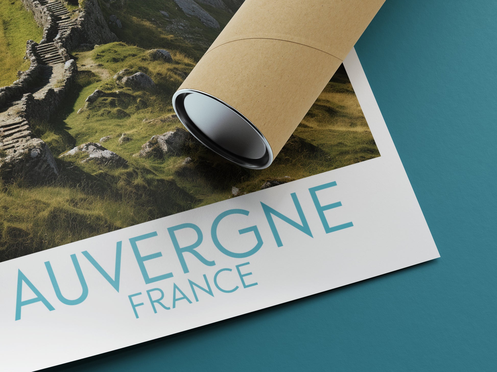 auvergne travel poster rolled france