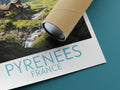 pyrenees travel poster rolled france