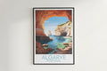 algarve travel poster hanged on the wall portugal