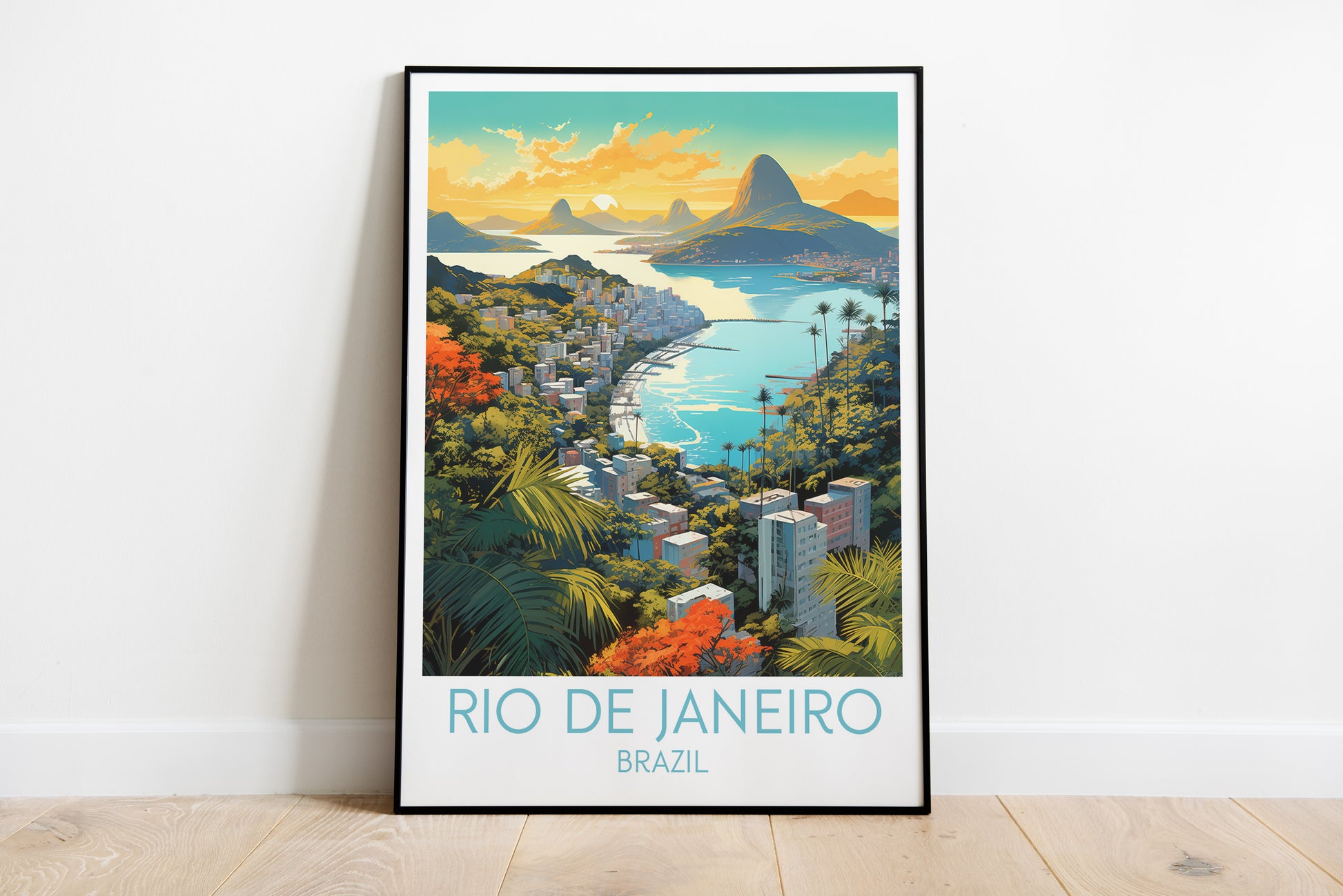 rio de janeiro travel poster on the ground brazil