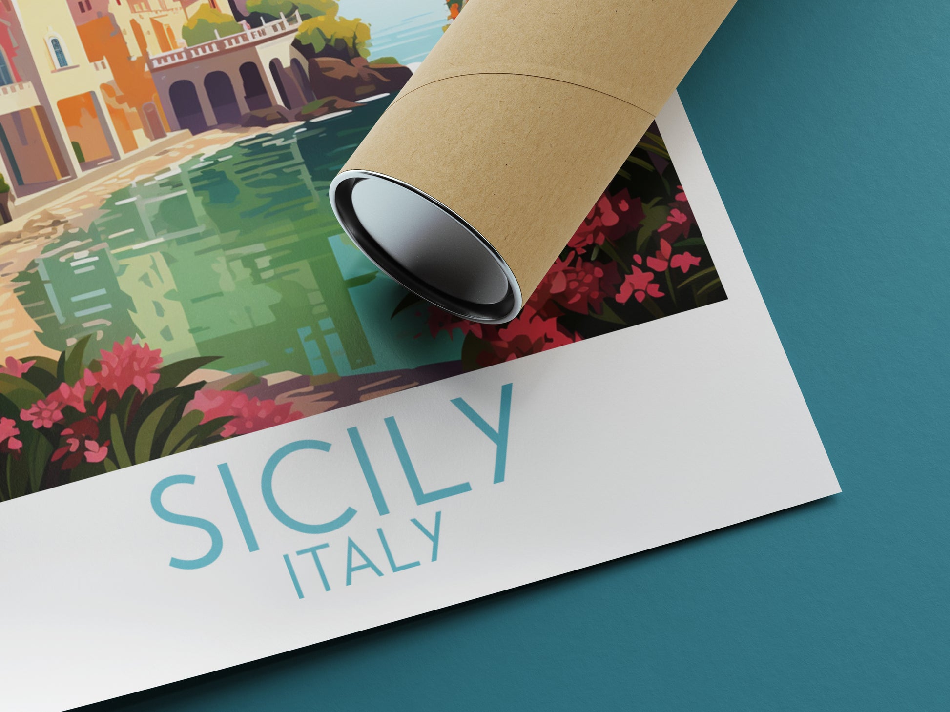 sicily travel poster rolled italy