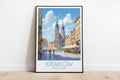 krakow travel poster on the ground poland