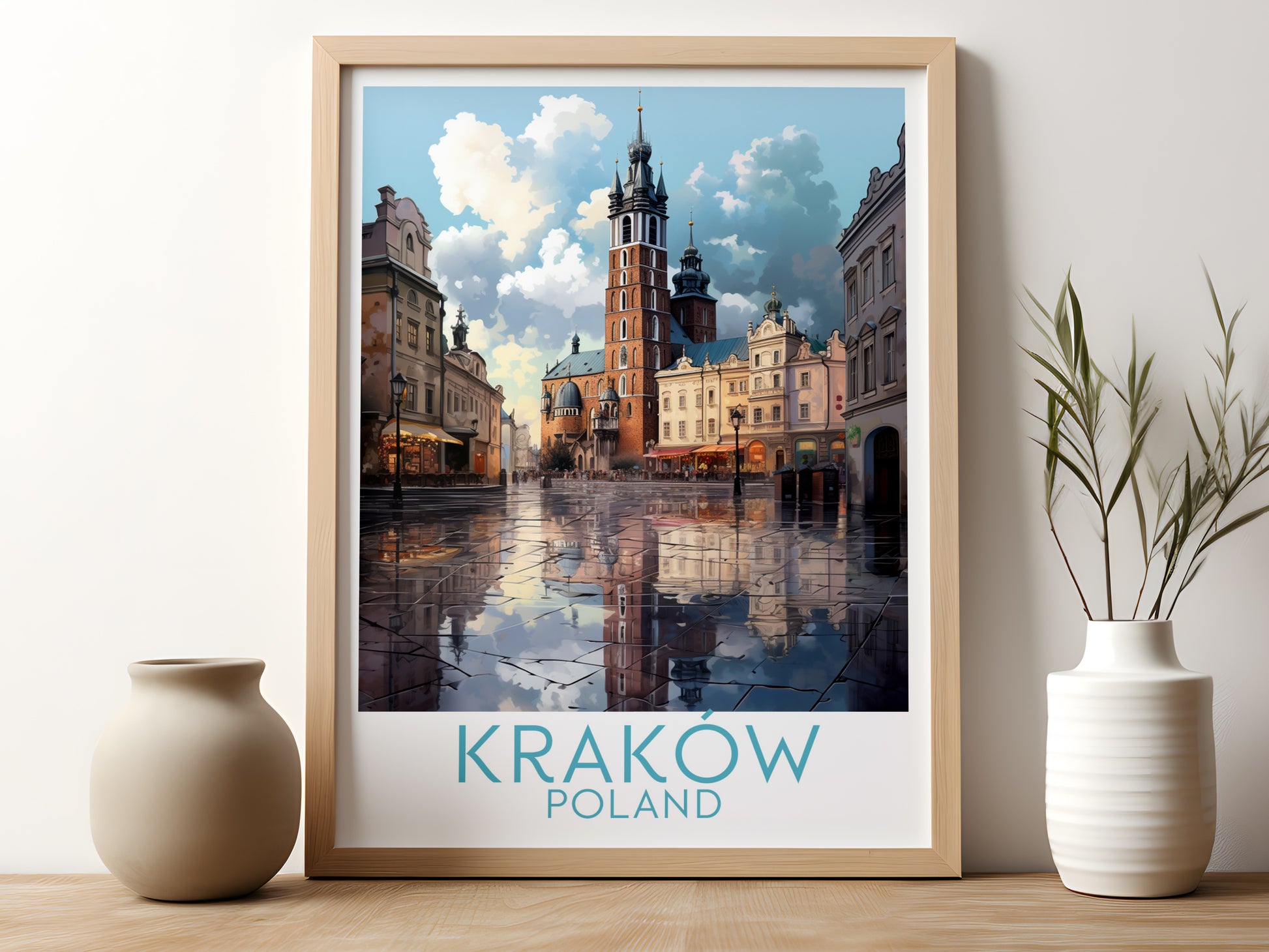 krakow travel poster for kitchen poland