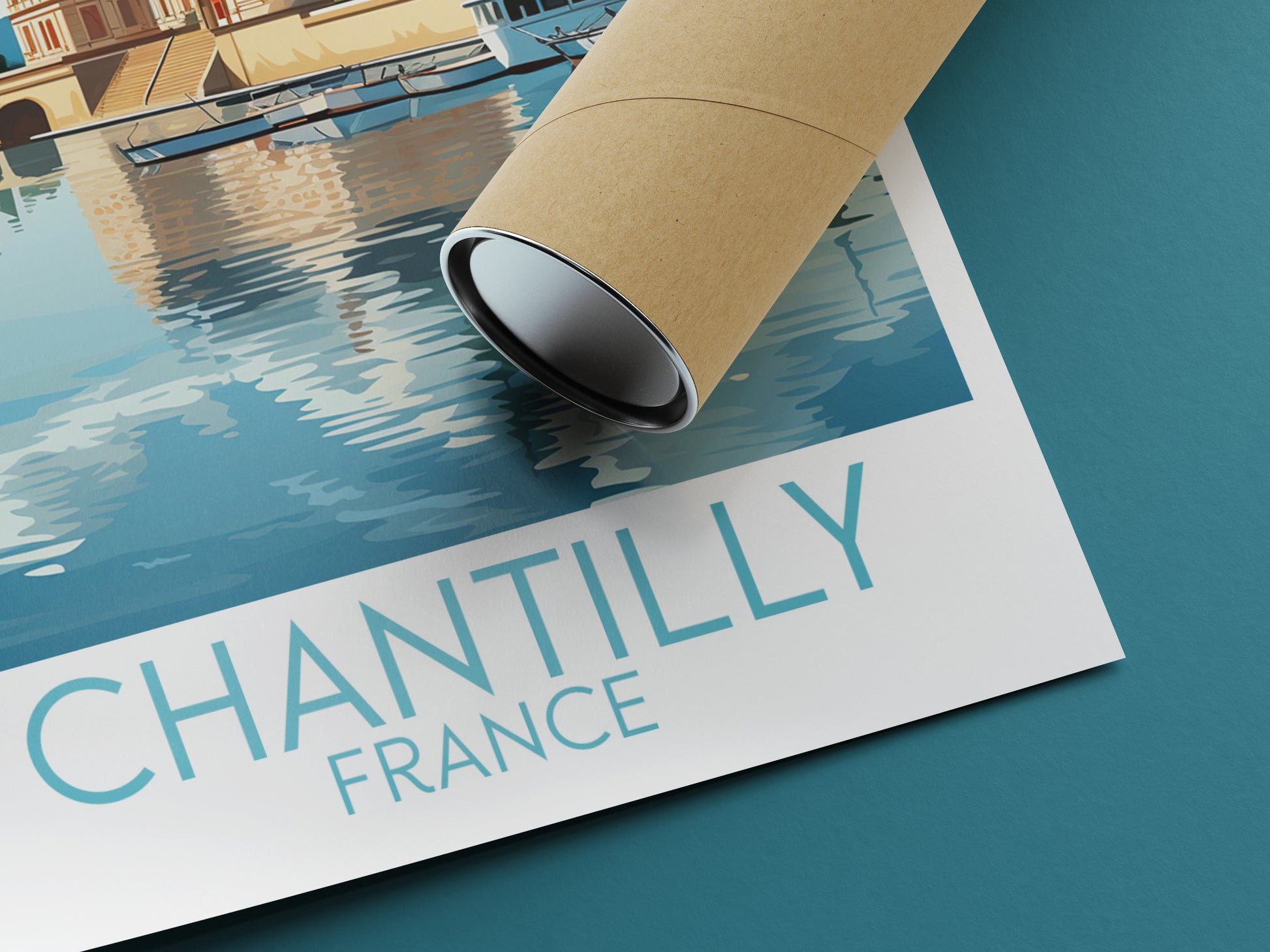 chantilly travel poster rolled france