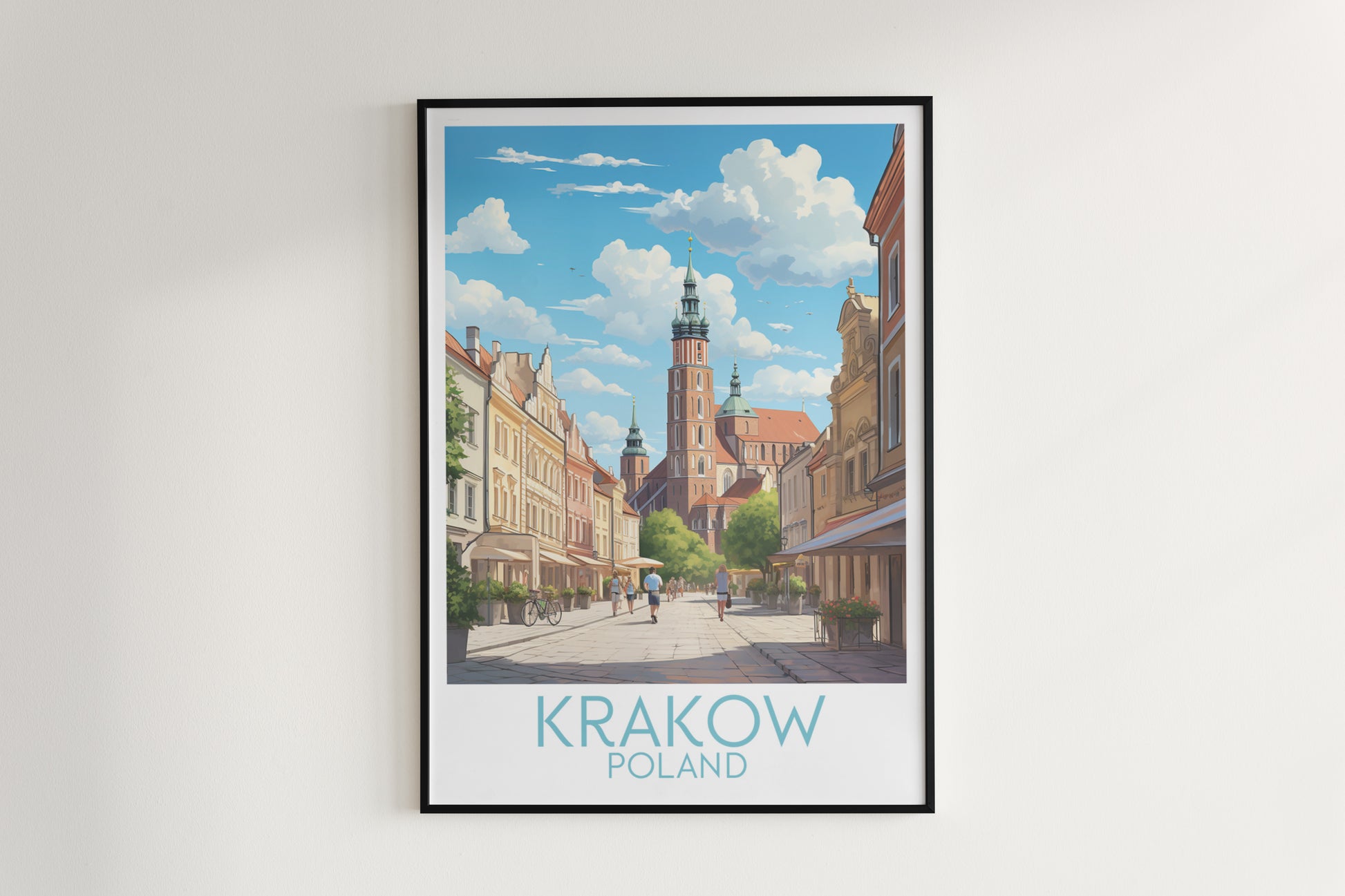 krakow travel poster hanged on the wall poland