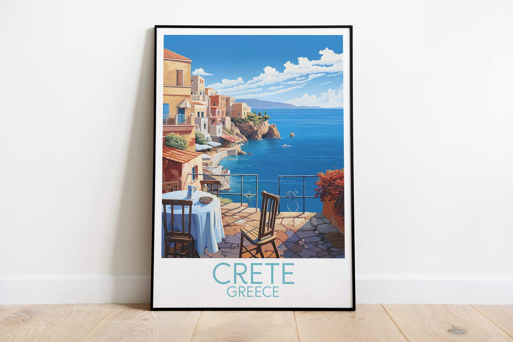 crete travel poster on the ground greece