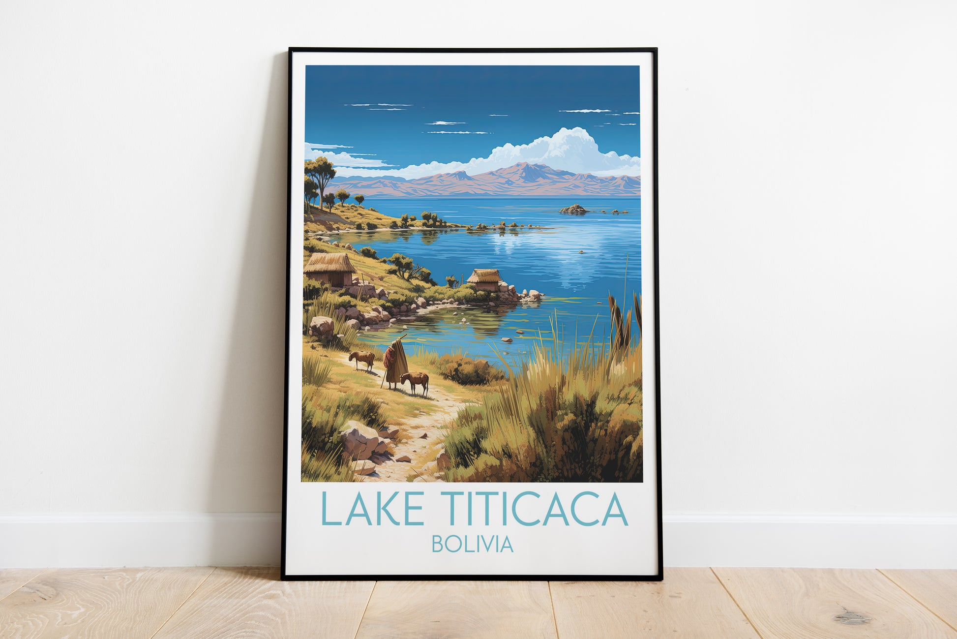 lake titicaca travel poster on the ground bolivia